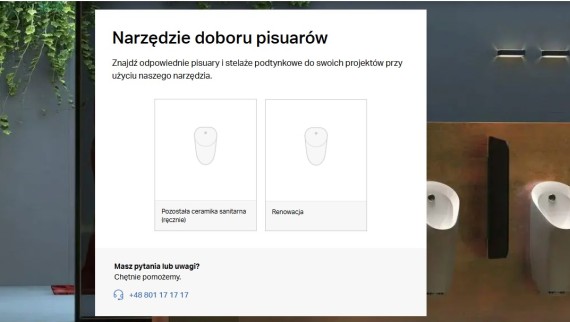 Narzędzie doboru pisuarów