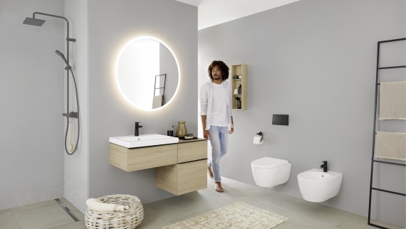Łazienka Geberit iCon z wiszącą miską WC i bidetem wiszącym Łazienka Geberit iCon z wiszącą miską WC i bidetem wiszącym