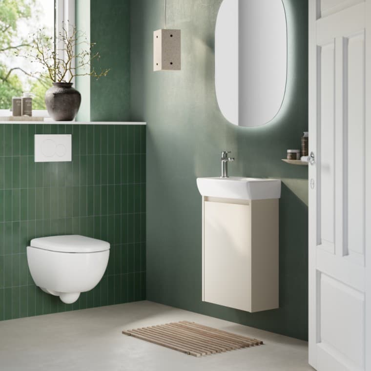 Łazienka z produktami z serii łazienkowej Selnova Compact Łazienka z produktami z serii łazienkowej Selnova Compact