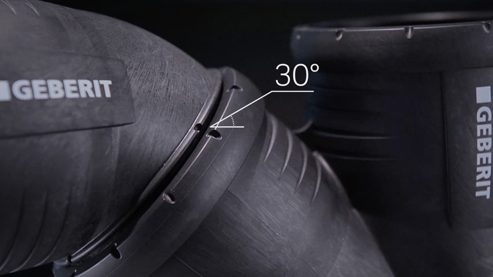 Oznaczenia 30° na kształtkach Geberit Silent-Pro Oznaczenia 30° na kształtkach Geberit Silent-Pro