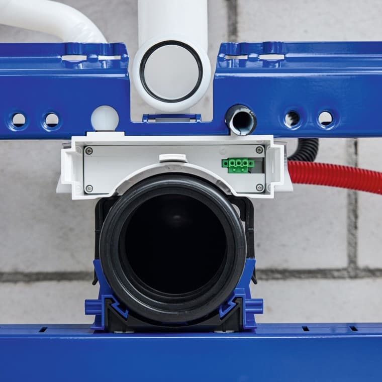 Zabudowany stelaż podtynkowy ze skrzynką przyłączeniową Geberit Power & Connect Zabudowany stelaż podtynkowy ze skrzynką przyłączeniową Geberit Power & Connect