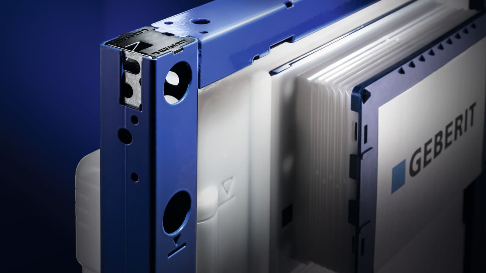 Zbliżenie na fragment stelaża podtynkowego Geberit Duofix Zbliżenie na fragment stelaża podtynkowego Geberit Duofix