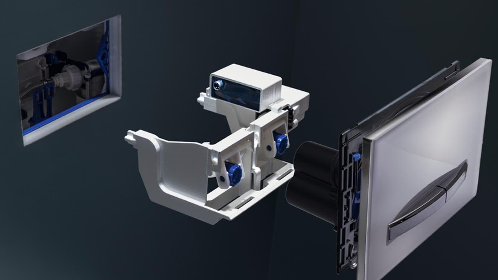 Spłuczka sanitarna Geberit interval może być łatwo zainstalowana w każdej spłuczce podtynkowej Geberit Sigma 12 cm Spłuczka sanitarna Geberit interval może być łatwo zainstalowana w każdej spłuczce podtynkowej Geberit Sigma 12 cm