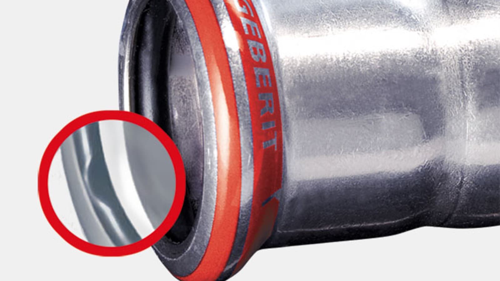 Kształtka Geberit Mapress Carbon Steel z czerwonym wskaźnikiem zaciśnięcia Kształtka Geberit Mapress Carbon Steel z czerwonym wskaźnikiem zaciśnięcia